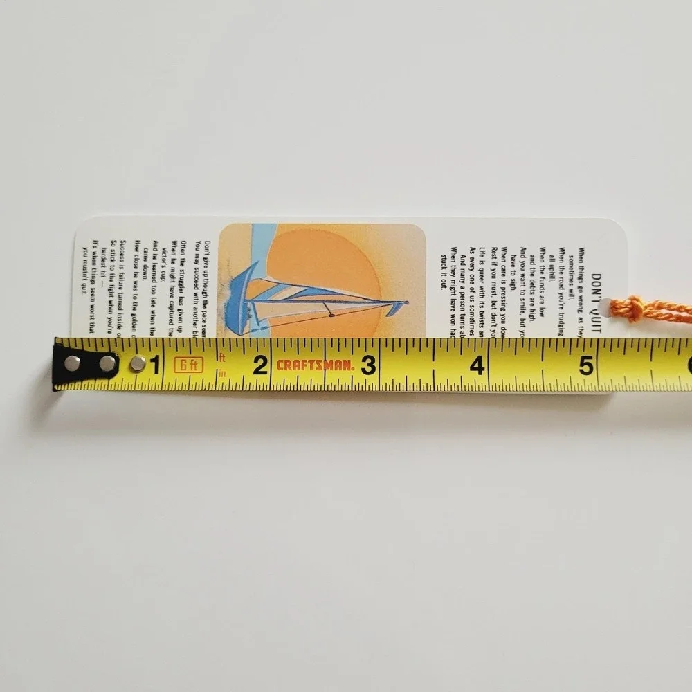 Vintage 80s Don't Quit boat Bookmark, Edgar Guest Poem Espanol Universal EBM 307